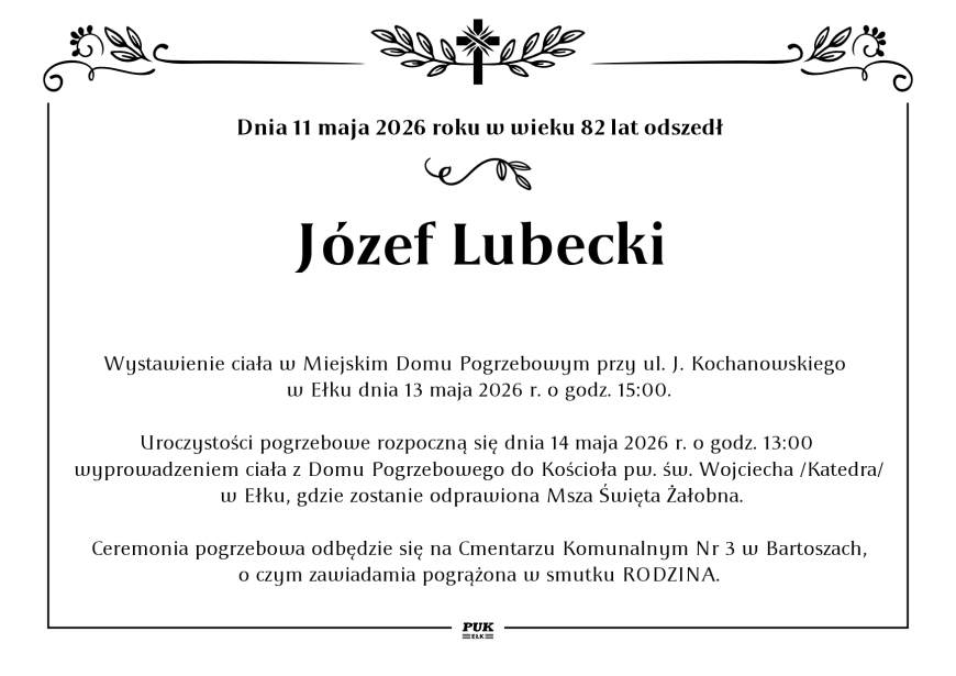 Józef Lubecki - nekrolog